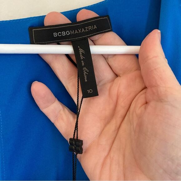 BCBGMaxAzria Maxi Dress Women 10 French Blue Asymmetric Neck Sleeveless NWT!! - Picture 12 of 16